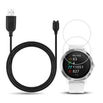 X1 For Garmin Vivoactive 3 Charger Charging Cable + 2Pcs Free HD Tempered Glass Screen Protector for Smartwatch.