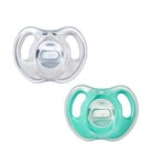 Tommee Tippee Ultra-Light Silicone Soother, Symmetrical Orthodontic Design, Inc Steriliser Box, 0-6m, 2 Dummies