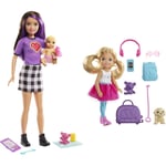 Barbie Skipper Babysitters Inc Dolls and Accessories & Chelsea Travel Doll, Blonde, with Puppy, Carrier & Accessories, 3 to 7 Year Olds, FWV20
