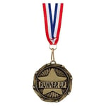 Trophies Plus Medals Gold Combo Runner Up Star Medal with Red, White & Blue Ribbon 45mm (1 3/4") FREE ENGRAVING 20 LETTERS