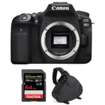 Canon EOS 90D Nu + SanDisk 64GB Extreme PRO UHS-I SDXC 170 MB/s + Sac | Garantie 2 ans