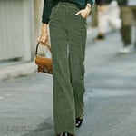 Women Flare Wide Leg Solid Pants Corduroy Culottes High Waist Trousers Plus Size