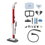 Polti Vaporetto SV650_Style, steam mop with portable cleaner, extra steam function, 19 accessories, handle with cork insert, vertical parking, red, (PTGB0088)