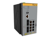 Allied Telesis AT IE340-12GP - Switch - L3 - Styrt - 8 x 10/100/1000 (PoE+) + 4 x 1000Base-X SFP - DIN-skinnemonterbar, veggmonterbar - PoE+ (240 W) - DC-strøm