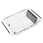 iPEGTOP Expandable Dish Drying Rack, Over the Sink Dish Rack, In Sink Or On Counter Dish Drainer with Grey Utensil Holder Cutlery Tray, Rustproof Stainless Steel for Kitchen
