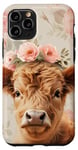 iPhone 11 Pro Spring, Highland Cow | Elegant Highland Cow, Floral Pastel Case