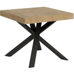 Itamoby - Table extensible 90x90/194 cm Clerk Plateau Chêne Nature - Pieds Anthracite