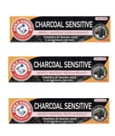 3 x Arm & Hammer Charcoal Sensitive Whitening Toothpaste With Baking Soda Vegan