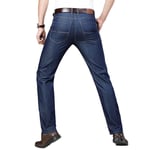 Pantalon En Jeans Homme Léger Coupe Droite Jean Stretch 5 Poches Taille Haute Effet Délavé