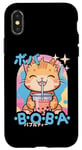 Coque pour iPhone X/XS Kawaii Cat Boba Anime Chaton Loving Bubble Tea Neko Cat