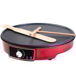 Gadgy ® Crêpière Appareil a Crepe 1000W | 30cm Diamètre | Plaque Antiadhésive | Température Réglable | Râteau et Spatule Inclus | Multi-Usage Crêpes Pancakes Omelettes Blinis Bacon