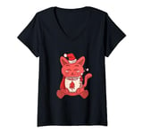 Funny Chocolate for Colorful Chocolate Cat With Hot Cocoa V-Neck T-Shirt