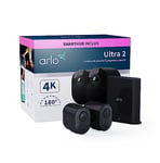 Arlo Ultra 2 4K + Câble de Chargement supplémentaire, Caméra de Surveillance WiFi Extérieure sans Fil, Autonomie de 6 Mois, Vision Nocturne en Couleur, Essai Secure Inclus, 2 Caméras Noir