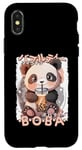 Coque pour iPhone X/XS Kawaii Panda Boba Anime Panda Ours Loving Bubble Tea Neko