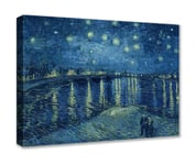 Van Gogh [Starry Night on the Rhone] masterpiece, living room decoration painting, now a simple dining room wall decoration painting,suitable for all kinds of home and office wall decoration 12×16inch