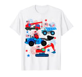 Happy 4th Of July Crane Truck Construction Toddler Kids Boys T-Shirt
