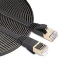 JIAOCHE 5m CAT7 10 Gigabit Ethernet Ultra Flat Patch Cable for Modem Router LAN Network - Built with Shielded RJ45 Connectors (Black) (Color : Black)