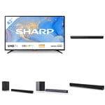 SHARP 4T-C43BJ6KF2FB 43-inch 4K UHD HDR Smart TV with Freeview Play, Harman/Kardon Speakers With SHARP HT-SB110 2.0 Soundbar, Slim Wireless Bluetooth with Subwoofer