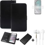 phone Case Wallet Case for Nokia C32 + earphones cell phone black