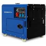 Eberth - 5000 Watt Groupe Electrogene Diesel, Generateur Electrique avec Moteur Diesel 10 cv, 4 Temps, Démarreur électrique, 3 Phases, 1x 400V, 1x