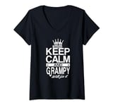 Womens Keep Calm and Grampy Will Fix It Funny Grandpa Dad Men Gift V-Neck T-Shirt