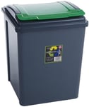 50L Green Plastic Recycle Bin & Lid Rubbish Dustbin Kitchen Garden Waste