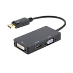 GRTVF Displayportto HDMI/DVI/VGA Adapter Thunderbolt to VGA HDMI DVI Converter Cable,Support 4K x 2K Resolution for HDMI Portfor Laptop Desktop Computer, Monitor, Projector TV (Color : Black)