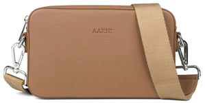 Aarni sand crossbody väska med silverfärgad dragkedja
