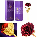 TINYOUTH 24k Red Rose, 24K Gold Plated Rose Flower with Gift Box and Bag for Lover Mother Friends, Valentine's Day, Mother's Day, Thanksgiving, Birthday, Christmas