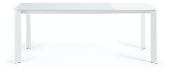 Axis, Spisebord med udtræk, moderne, glas by Kave Home (H: 76 cm. B: 140 cm. L: 90 cm., Hvid)