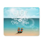 Life is Better in Flip-Flops Summer Inspiration Quote on Seascape Rectangle Non-Slip Rubber Mousepad Mouse Pads/Mouse Mats Case Cover for Office Home Woman Man Employee Boss Work