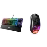 SteelSeries Apex 7 - Clavier de Gaming mécanique - Écran OLED Smart Display - Switchs Rouges & Aerox 3 Wireless - Souris Gaming RGB trouée - Design étanche Ultra-léger