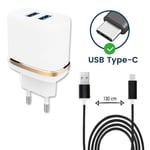 Typ C kabelpaket för Blackview BV9900E Ultrakraftig och snabb laddare 2X USB 5V - 2.1A - SVART