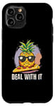 Coque pour iPhone 11 Pro Design mignon ananas sur plaque à pizza – Amusant « Deal with It »