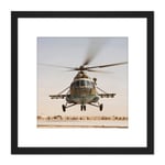 Military Afghanistan Air Force MI-17 Helicopter 8X8 Inch Square Wooden Framed Wall Art Print Picture with Mount