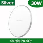 Argent Sans Câble-Chargeur Rapide Sans Fil de 30W, Chargeurs à Induction pour Samsung S22, S21, S20, iPhone 1