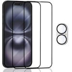 2-Pack Iphone 16 Plus Skärmskydd & 1-Pack linsskydd - Härdat Glas 9H - Super kvalitet 3D