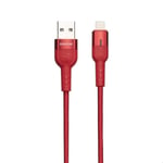 Borofone Starlight - 1,2 m USB till Lightning-anslutningskabel (röd)