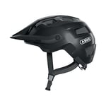 ABUS MTB-Helm MoTrip - Casque de vélo robuste avec visière réglable en hauteur pour VTT - ajustement individuel - unisexe - Noir brillant, M