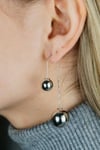 Large Black Ball Ear Crawler Hook Sphere Dangle Ear Pierced Cuff Climber Earring