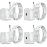 iPhone Laddare - Snabbladdare - Adapter + Kabel 20W USB-C Vit 4-pack iPhone