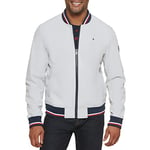 Tommy Hilfiger Men's Lightweight Varsity Rib Knit Bomber Jacket, Ice Soft Shell, XXL