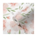 Crane Baby Floral Wallpaper for Nursery, Removable Wallpaper for Boys and Girls, Pink Floral, 20.87”w x 270" h
