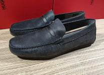 Hugo Boss men's Dandy leather driving shoes/moccasins size UK 6 distressed