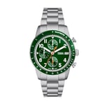 FOSSIL Sport Tourer Watch for Men, Chronograph Movement with Stainless Steel or Leather Strap,Green,42 mm
