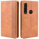HualuBro Motorola Moto G8 Plus Case, Retro PU Leather Full Body Shockproof Wallet Flip Case Cover with Card Slot Holder and Magnetic Closure for Motorola Moto G8 Plus Phone Case (Brown)