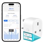 Meross Smart Plug with Energy Monitoring, Mini Smart WiFi Plug Work with Alexa, Google Home, SmartThings, Smart Socket Remote Control Timer Plug, No Hub Required, 13A, 1 Pack