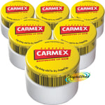 6x Carmex Classic Moisturising Lip Protection Balm Pot Dry Chapped Lips 7.5g