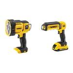 Dewalt DCL043-XJ XR Cordless LED Spotlight, 18V, 30cm x 20cm x 20cm, Black/Yellow & DCL050-XJ 18 V XR Handheld LED Area Light, Bare Unit, Multi