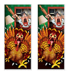 Beistle 90511 2 Piece Wild Turkey Happy Thanksgiving Door Covers Indoor/Outdoor Hanging Holiday Harvest Decor for Fall Parties, Plastic, Multicolored